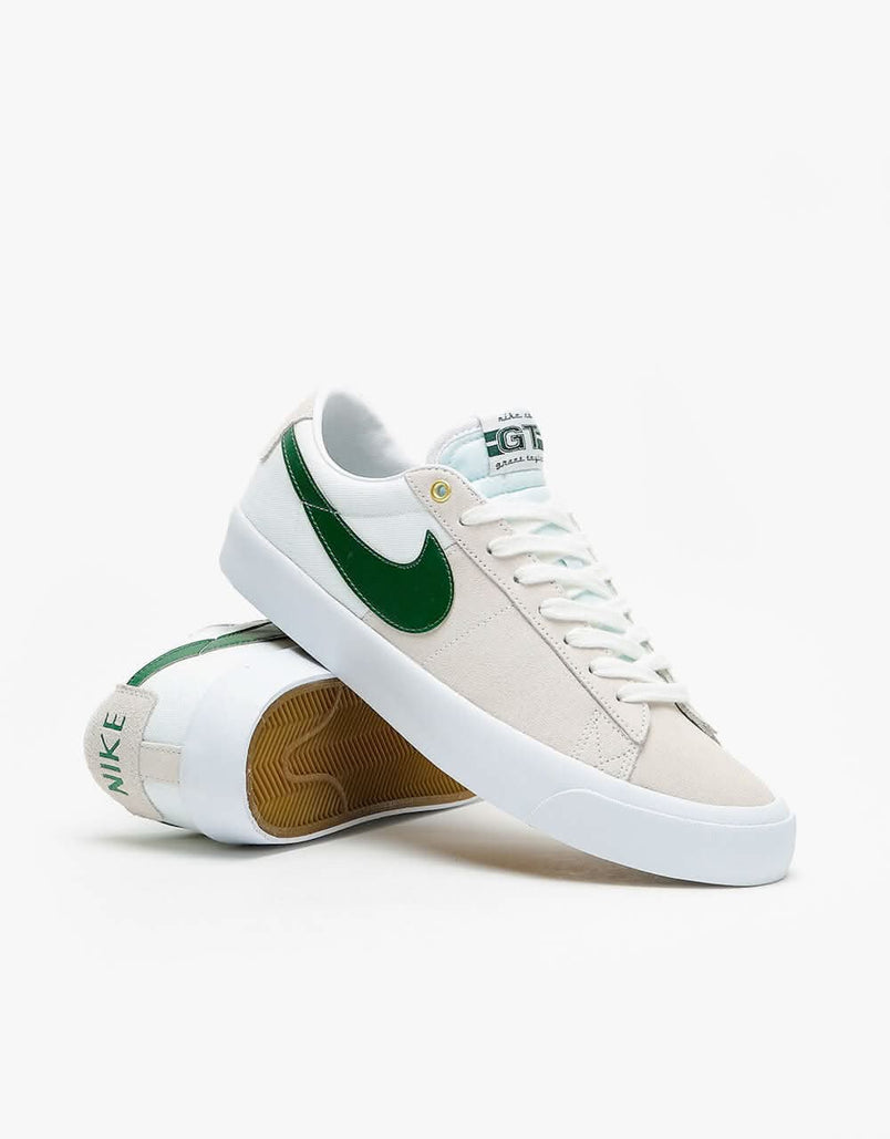 Nike Sb Zoom Blazer Low Pro Gt Skate Shoes White Fir White Gum Ligh Route One