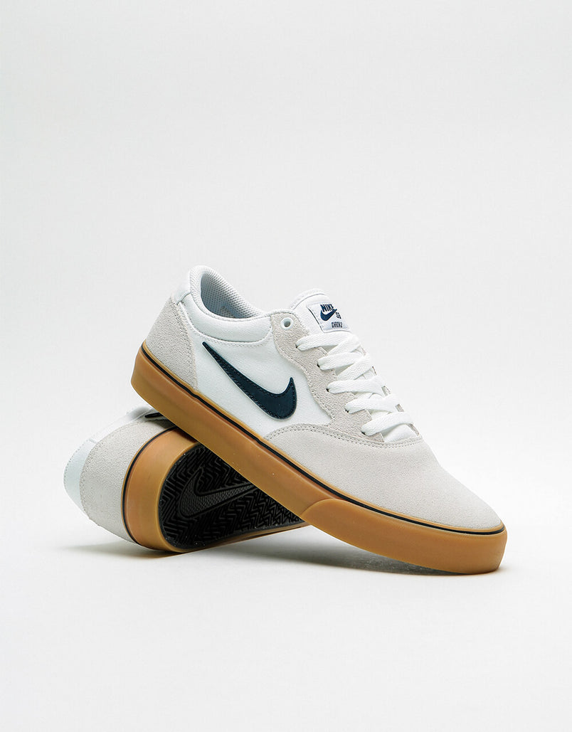Nike SB Chron 2 Skate Shoes - White/Obsidian-White-Gum Light Brown ...