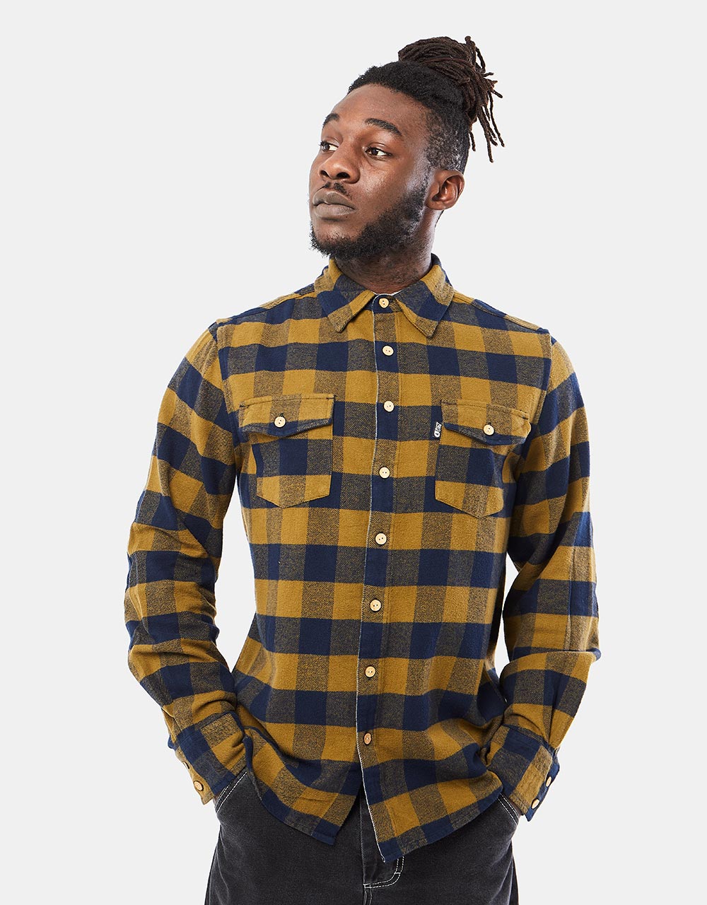 Stüssy Paul Shadow Plaid Zip Shirt - Black – Route One