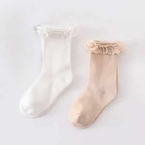 Knit Lace Girls Socks (0-6y) - 2 Colors - AT NOON STORE - Girls Non Skid Socks