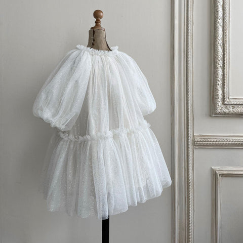 EMBROIDERED TULLE DRESS - Ecru