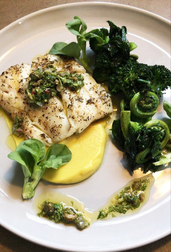 Chefs at Home: Grilled Haddock with Curry Parsnip Puree, Broccoli and ...