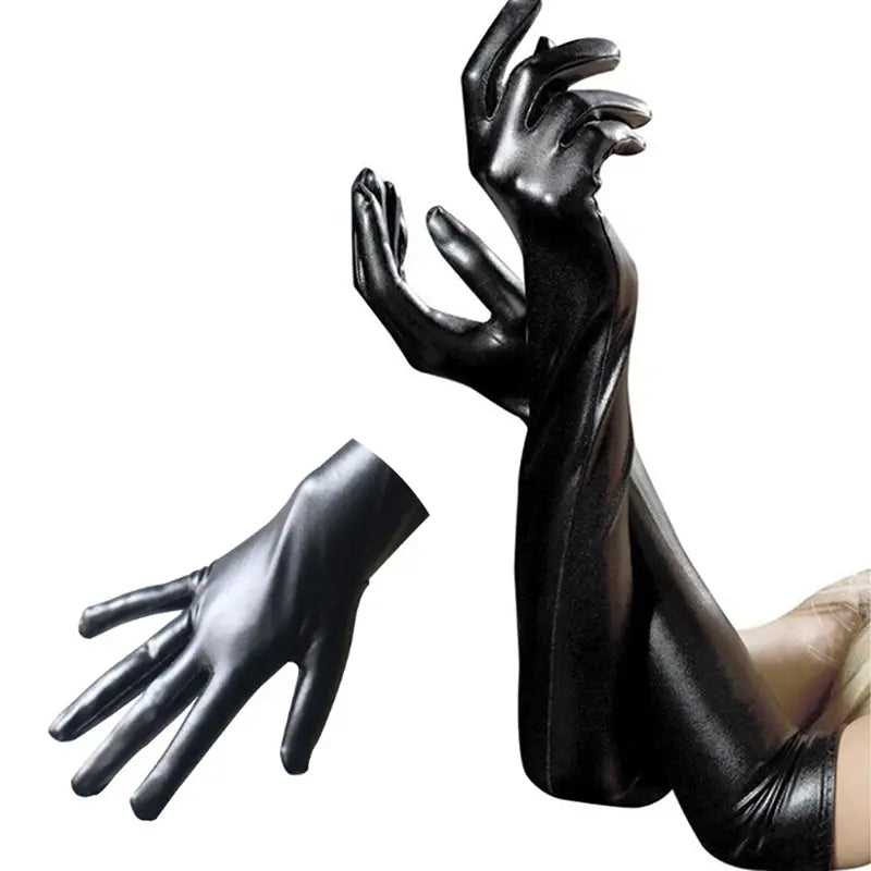 Lange Latexhandschuhe aus Kunstleder