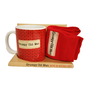 Red mug and red socks gift for grandfather or father