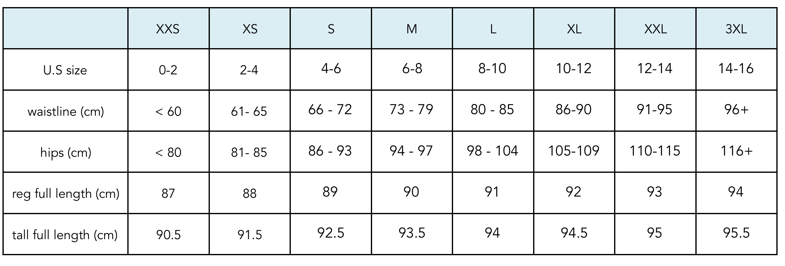 Croatia leggings size chart leggings