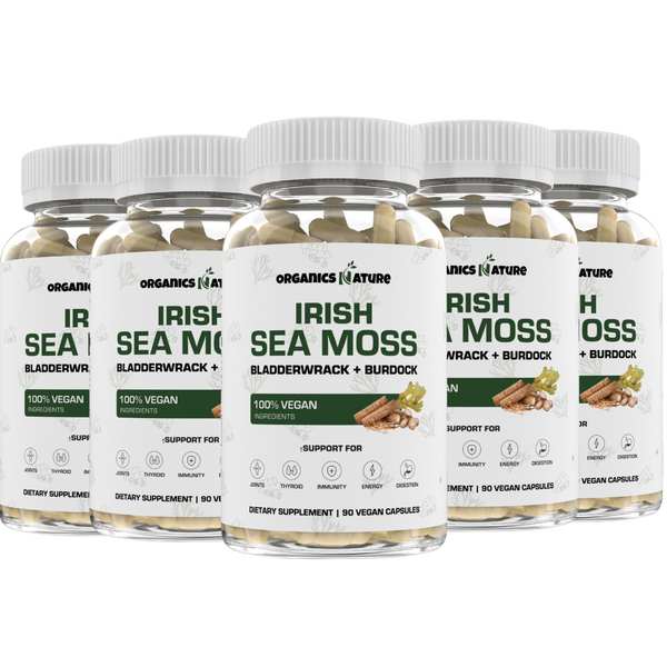 Sea moss, bladderwrack, and burdock root capsules