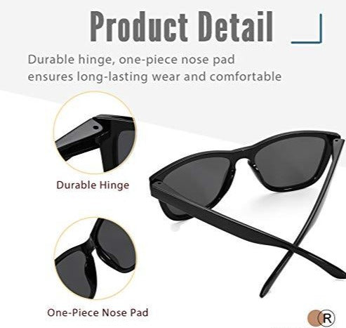 Unisex Classic Square Sunglasses, 52mm Retro Design, UV400 Protection,  High-Quality Shades with Cases