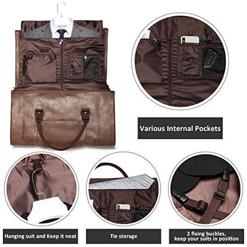 Full Grain Leather Garment Bag Duffle Bag with Shoe Compartment Mens Carry  On Bag