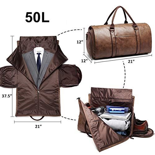 Luxury Leather Garment Duffle Bag for Men with 2-in-1 Convertible