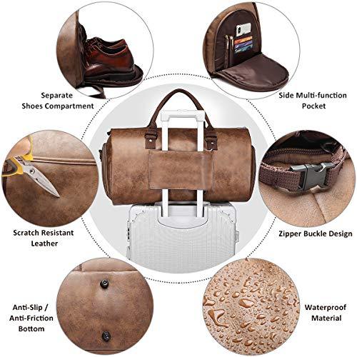 Men's Pu Leather Holdall Hand Luggage Weekend Duffel Travel