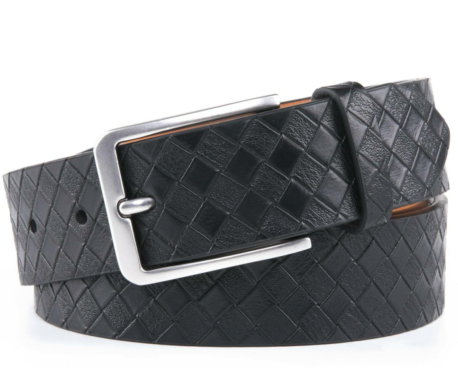 MROYALE Men's Reversible Leather Belt | 1.25” Waist Strap Silver Buckle | 2-in-1 Design