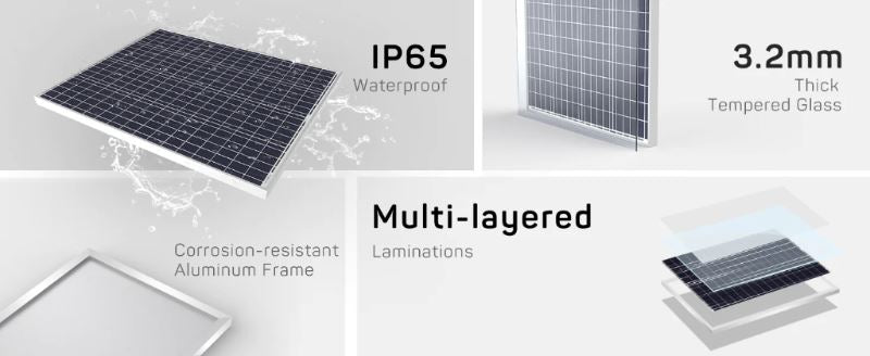 HQSolarX 100 Watt Solar Panel: Polycrystalline, 12V, Compact, High Efficiency Power