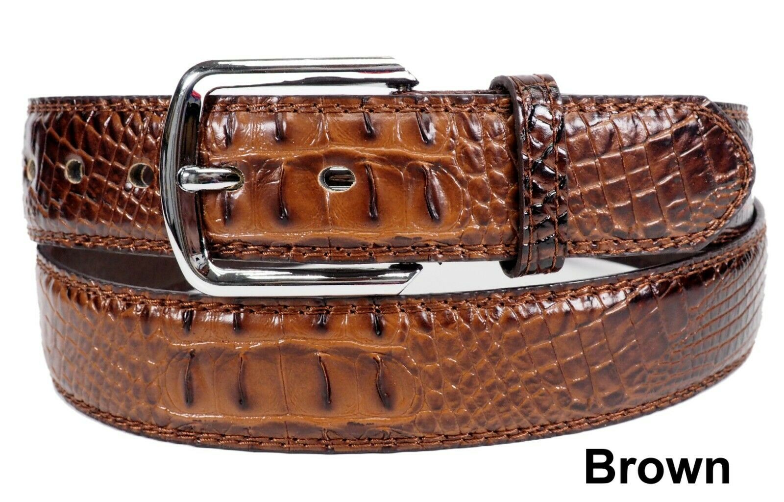 Brown Genuine Alligator Crocodile Leather Belt for Eagle H LV Buckle size  36-41