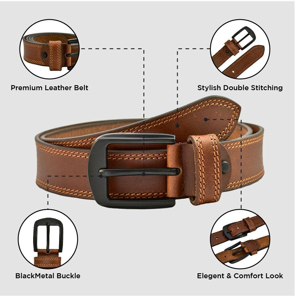 Mens Comfort Stretch Braided Belt - Full Grain Leather