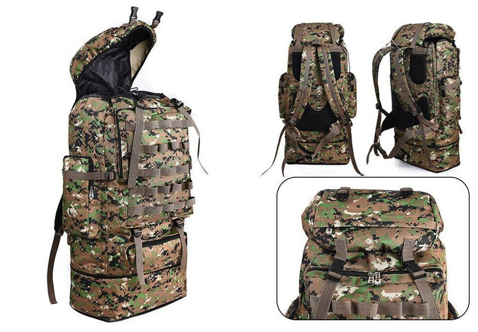 70L Camping Hiking Military Tactical Backpack Outdoor Water-Repellent  Adjustable Sport Bags