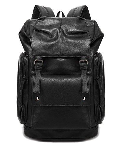 Baosha BP-16 PU Leather Casual Backpack College Backpack Daypack Black