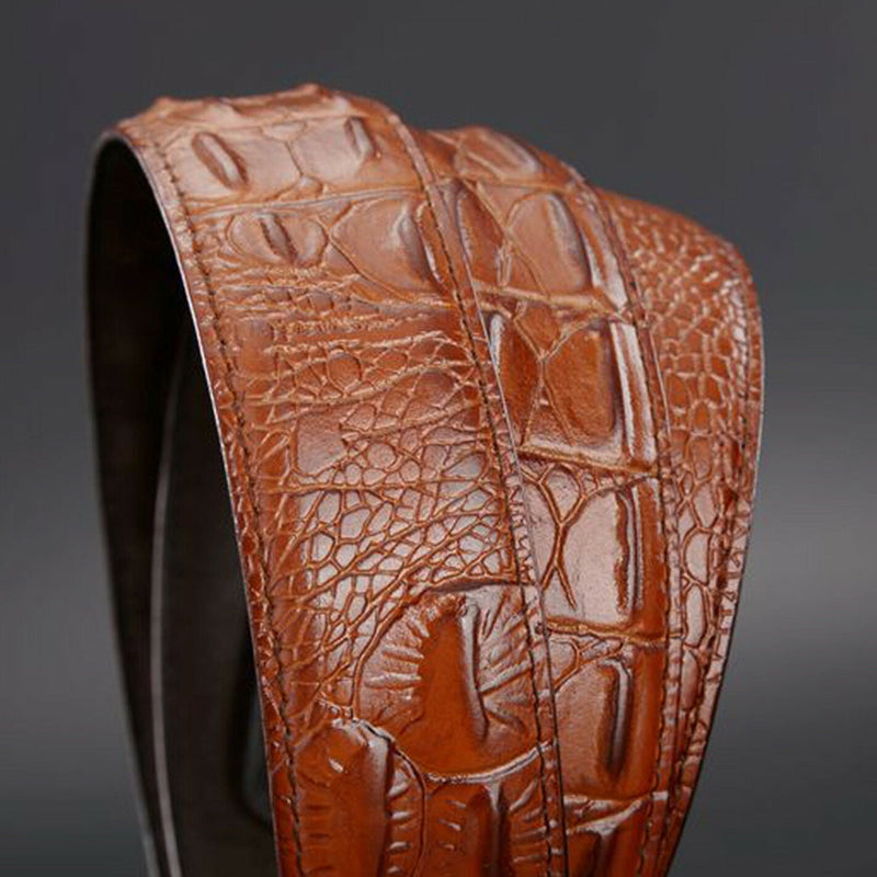 MROYALE Men's Crocodile Skin Belt