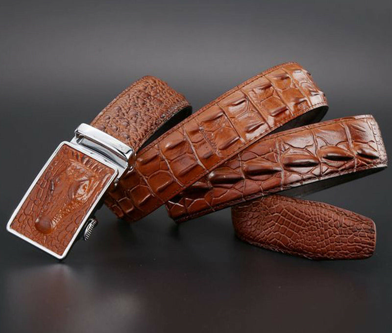 White Genuine Alligator Leather Skin Men's Belt W 1.3 