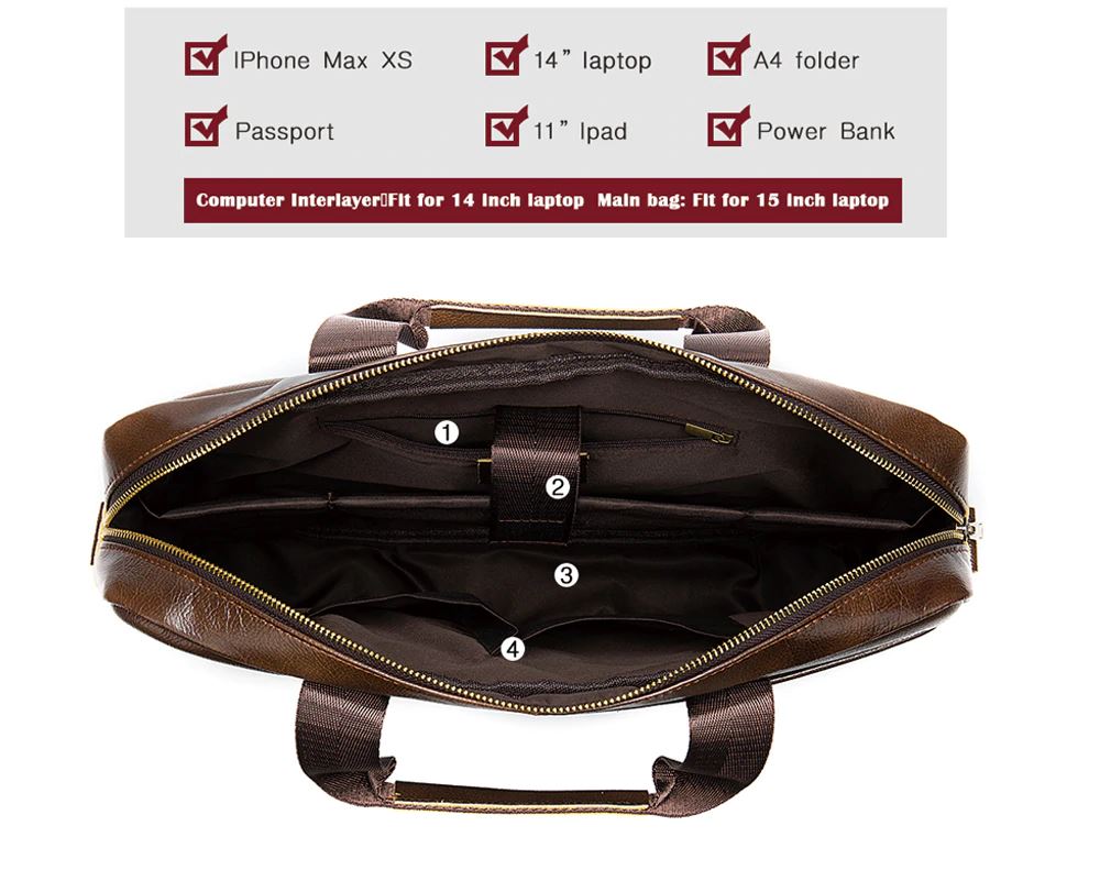 MROYALE™ Men's Briefcase Leather Messenger 14 Laptop Crossbody Bag -  EliteDealsOutlet