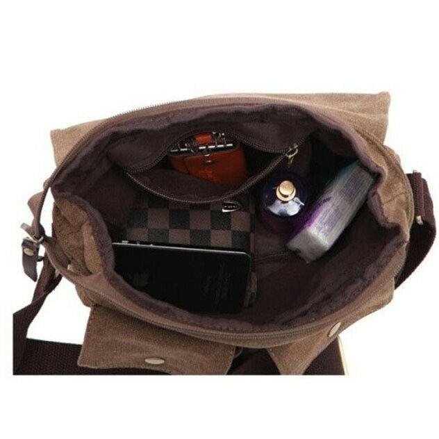 MROYALE™ Vintage Canvas Crossbody Messenger Bag - Men's Brown Outdoor -  EliteDealsOutlet