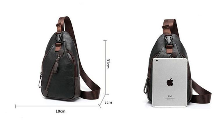 Fashion Summer Men's Leather Simple small Sling Bag chest bag crossbody bag  4018