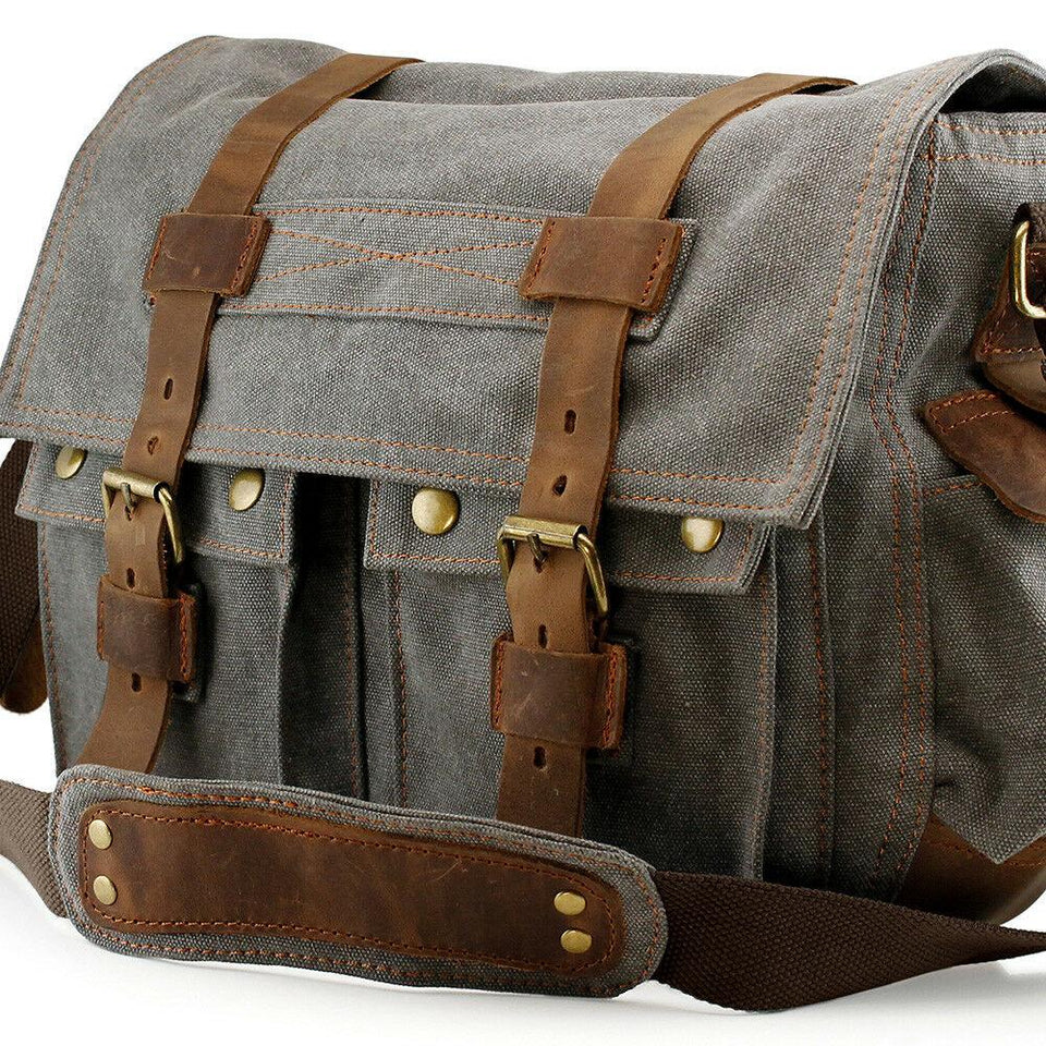 canvas leather satchel