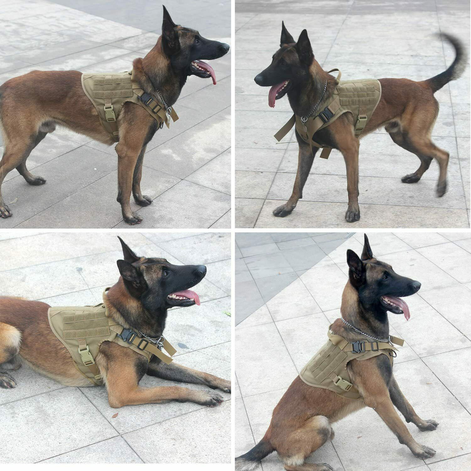 Tactical Dog Harness No Pull Military Training Vest & Collar & Lead & Pouch  Bags