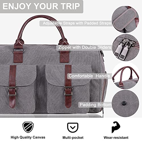 Canvas Weekend Bag with Shoe Compartment Bag Travel Bag Gym Bags