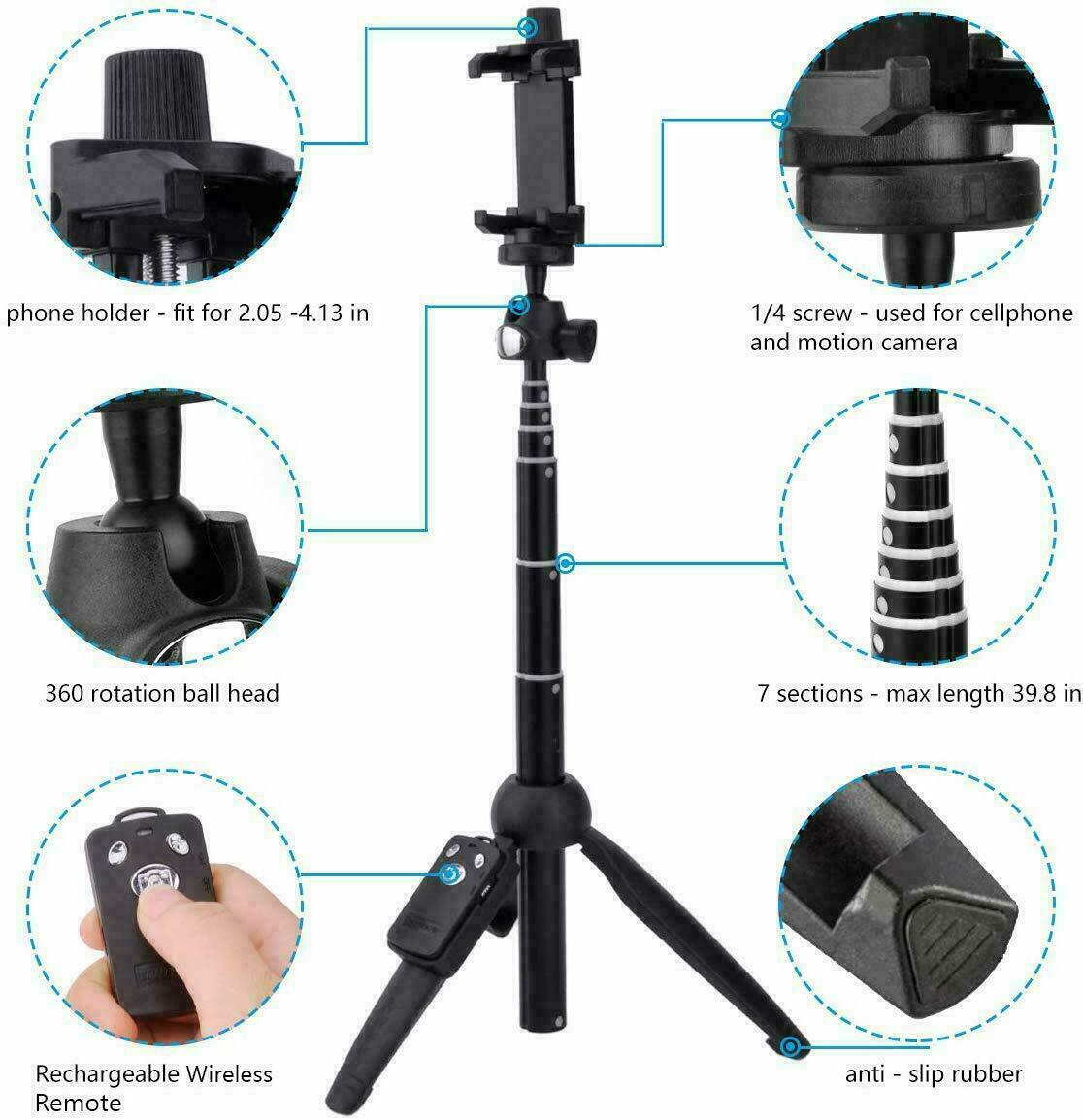 Bluetooth Selfie Stick Tripod with Wireless Remote 40