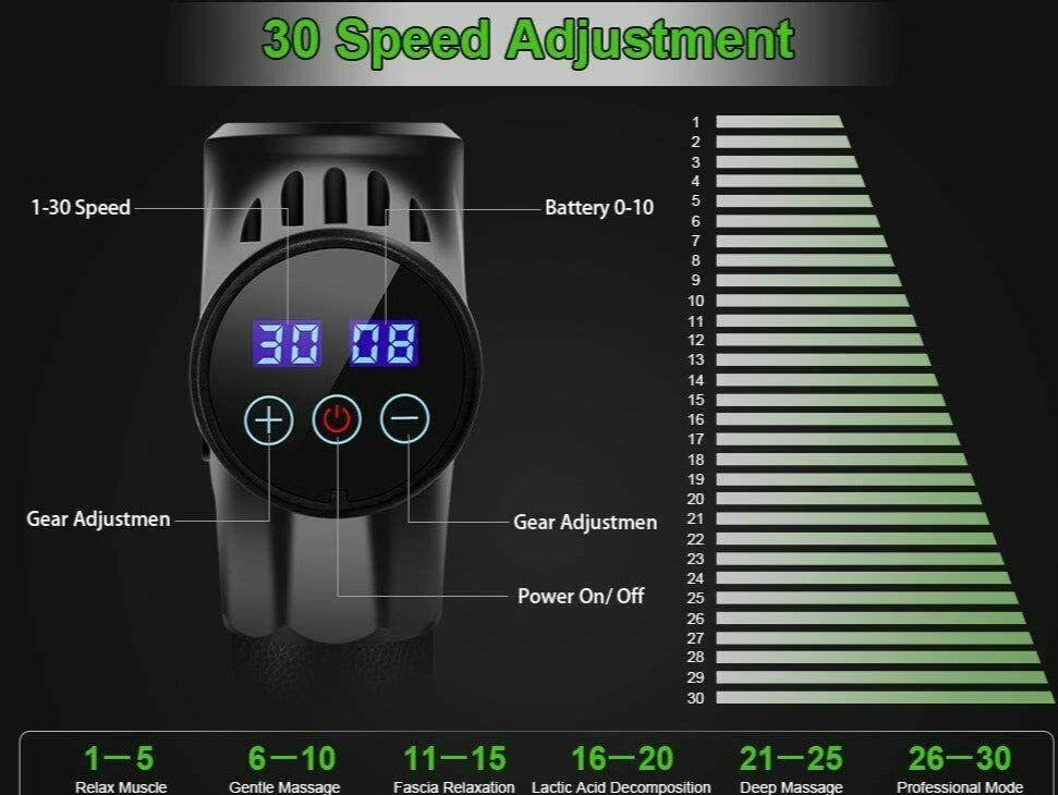 LCD Display Massage Gun 20 Speed Muscle Relaxing Brushless Motor