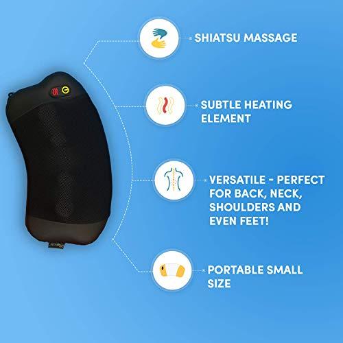 SMAXPRO™ Shiatsu Massage Pillow with Heat, Small Portable Massager for Neck,  Shoulders, Back, Foot and Lumbar, Kneading