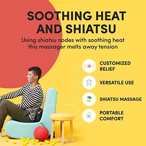 SMAXPRO™ Shiatsu Massage Pillow with Heat, Small Portable Massager for Neck,  Shoulders, Back, Foot and Lumbar, Kneading
