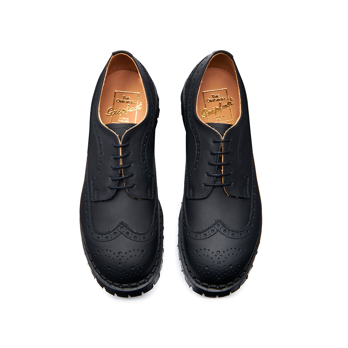 Black Greasy Steel Toe American Brogue Shoe | Gripfast | Made in UK ...