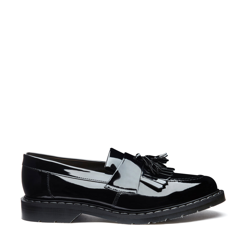 Black Hi-Shine Tassel Loafer | Solovair | Handmade in England