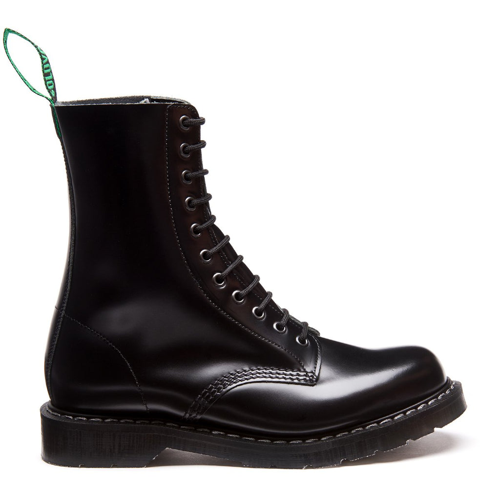 Black Hi-Shine 6 Eye Derby Boot | Solovair | Handmade in England