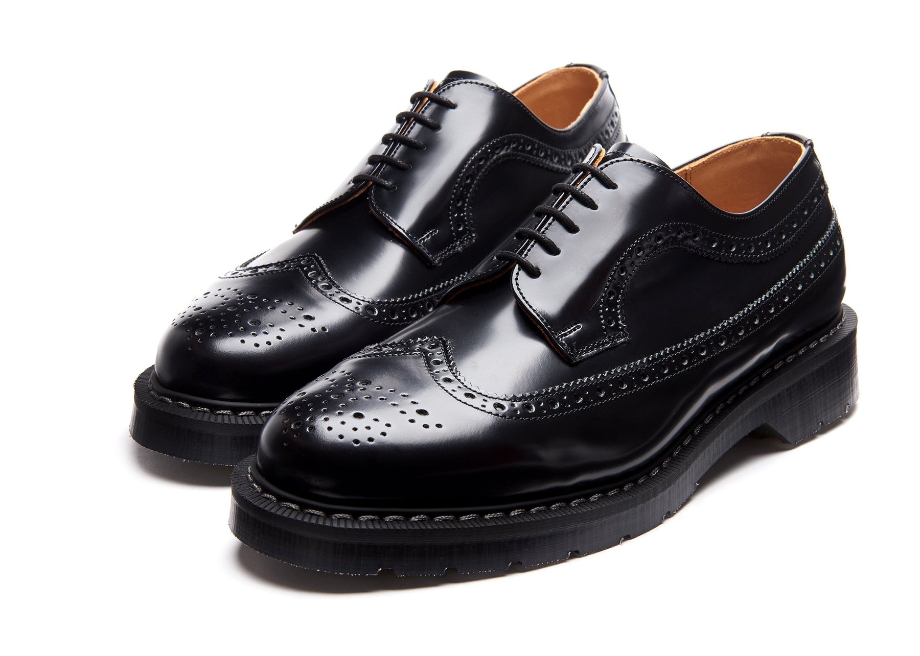 Black Hi-Shine American Brogue Shoe | Solovair | Handmade in England ...