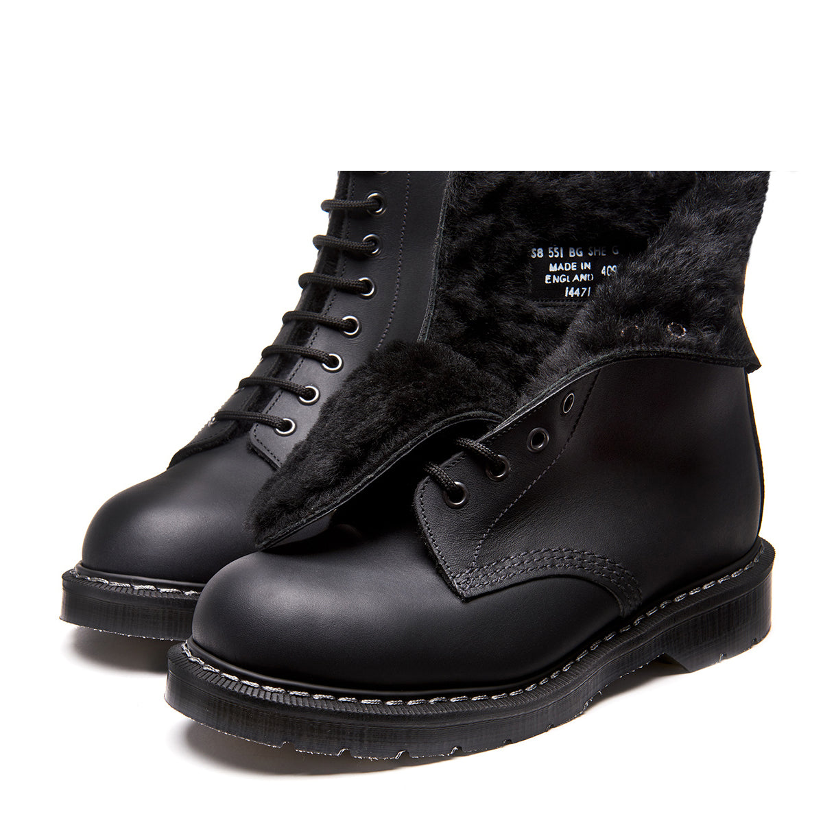 Black Greasy Shearling Lined Derby boot 