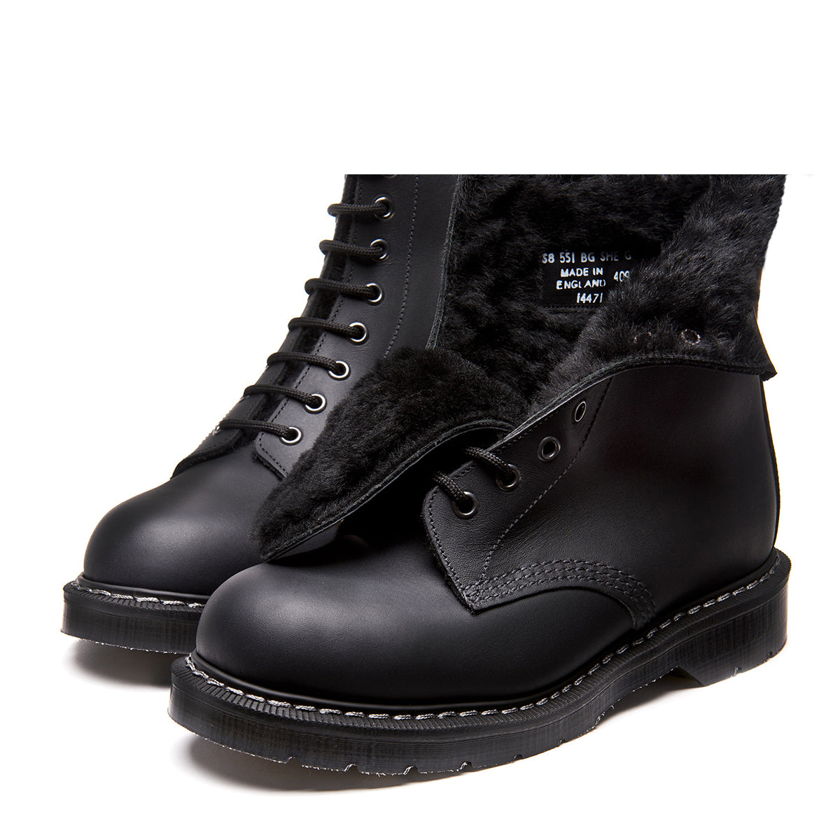 black greasy 8 eye derby boot