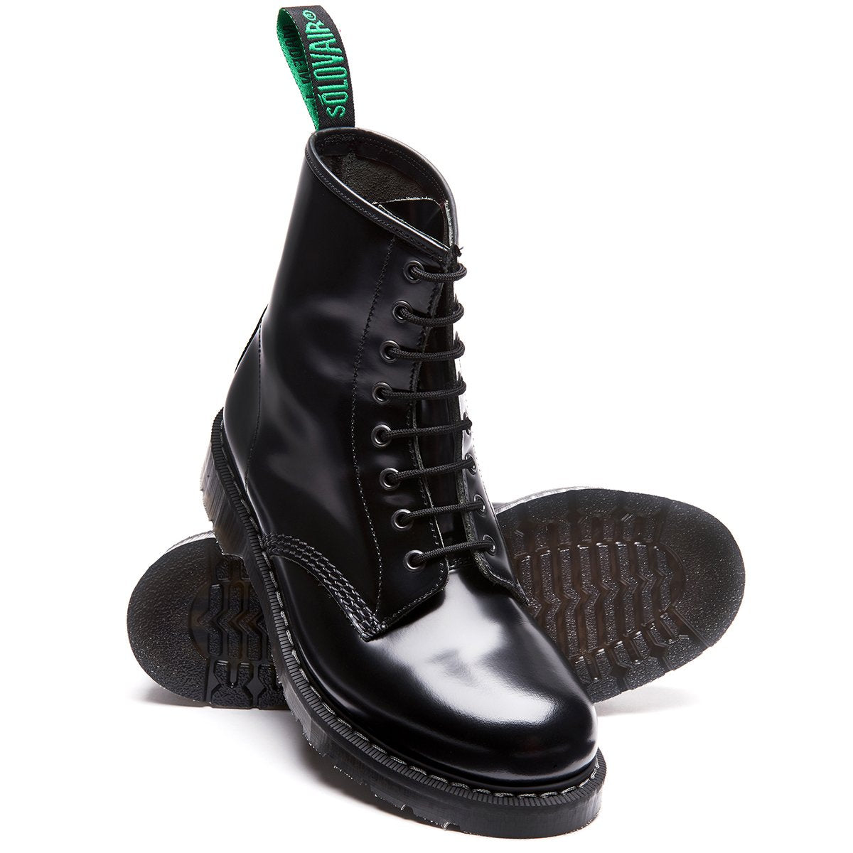 Black Hi-Shine 8 Eye Derby Boot 