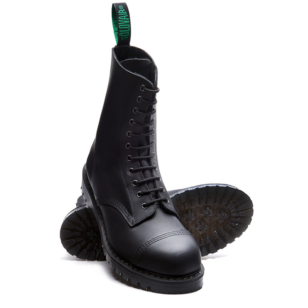 Black Greasy Steel Toe Derby Boot | Solovair | Handmade in England ...