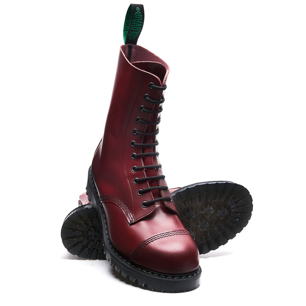 Cherry Red 11 Eye Steel Toe Derby Boot | Solovair | Handmade in England ...