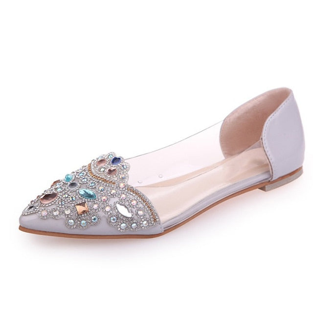 Ballet Rhinestone Pointy Ballerina Soft Sole Slip On Casual Shoes