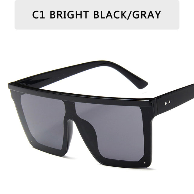Oversized Sunglasses Square Flat Top Rivet Gradient Lens