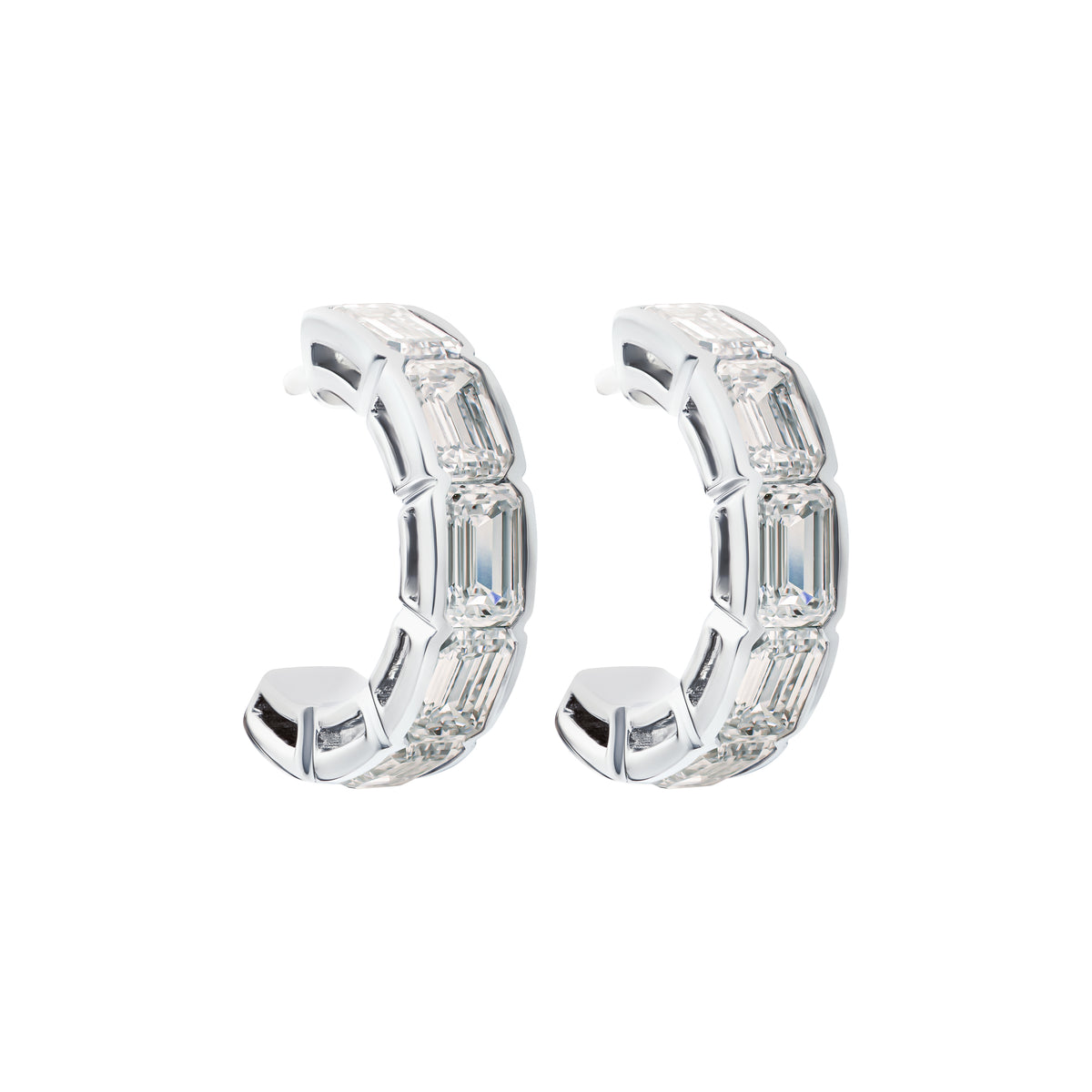 Emerald Cut Cuddled Hoops