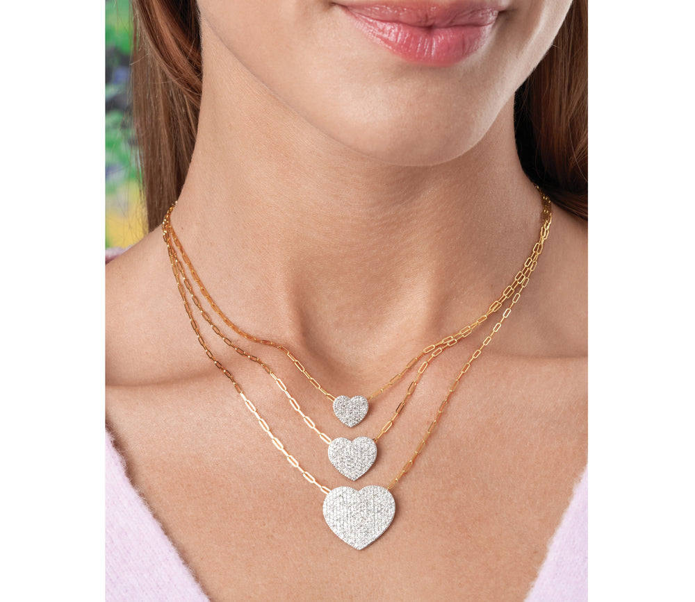 Big Heart Necklace, Large Heart Pendant, Diamond Heart Necklace, 18K White  Gold Heart Diamond Necklace - Etsy