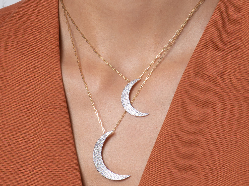 Crescent moon layered Necklace – Bling Box