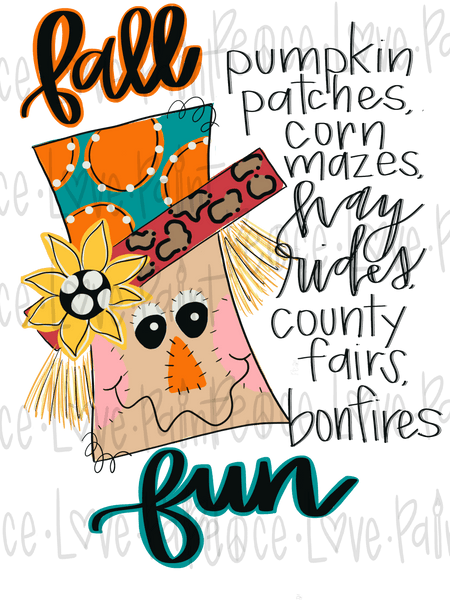 Download Fall Fun Scarecrow Hand Drawn Sublimation Design Digital Download Peace Love Paint Designs