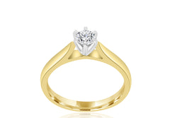9K Yellow Gold Solitaire Diamond Ring