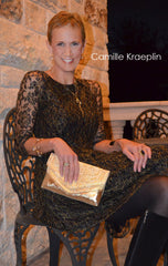 Camille Kraeplin Associate Professor Journalism Faculty SMU evening gold leather clutch Weekender Dallas