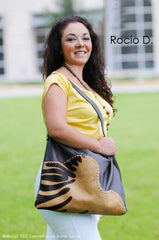 shoulder leather bag brown with zebra print hair hide